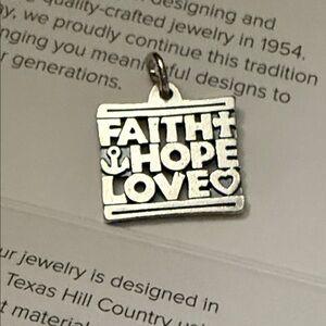 James Avery Retired Faith Hope Love 3D sterling silver charm EUC cut